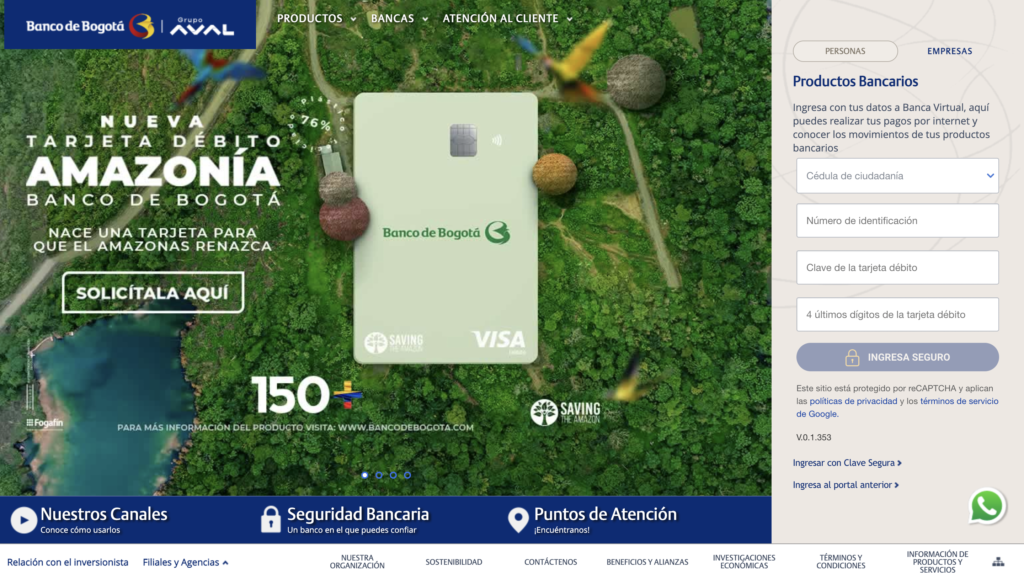 Sitio web Banco de Bogotá